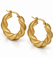 14KT YELLOW GOLD TWISTED HOOP EARRINGS