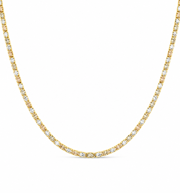 14KT YELLOW GOLD TWO-COLOR DIAMOND CUT CHAIN NECKLACE