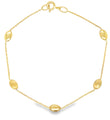 14KT GOLD BRACELET WITH OVAL STATION BEADS 7