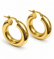14KT YELLOW GOLD TUBE HOOP EARRINGS (15 MM)