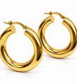 14KT YELLOW GOLD TUBE HOOP EARRINGS (20 MM)