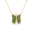 14KT YELLOW GOLD WATERMELON TOURMALINE AND DIAMONDS BUTTERFLY NECKLACE
