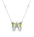 14KT WHITE GOLD WATERMELON TOURMALINE AND DIAMONDS BUTTERFLY NECKLACE