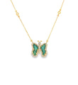 14KT YELLOW GOLD WATERMELON TOURMALINE AND DIAMONDS BUTTERFLY NECKLACE