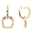 18KT YELLOW GOLD PINK SAPPHIRE RUBY AND DIAMOND EARRING