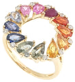 18KT GOLD MULTI SAPPHIRE AND DIAMOND RING