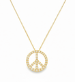 14KT GOLD DIAMOND PEACE SIGN NECKLACE
