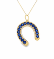 14KT GOLD BLUE SAPPHIRE HORSESHOE PENDANT