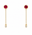 14KT YELLOW GOLD RUBY ROUND SHAPE EARRING