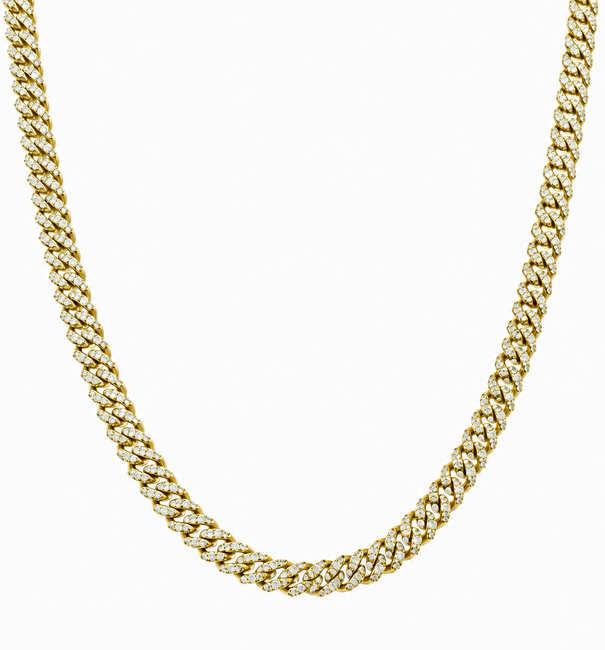 14KT GOLD DIAMOND CUBAN NECKLACE (3MM)
