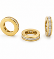 14KT YELLOW GOLD DIAMONDS BAGUETTE RONDELLES