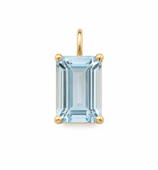 14KT YELLOW GOLD AQUAMARINE EMERALD CUT PENDANT