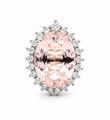 14KT TWO TONE GOLD OVAL SHAPE MORGANITE AND DIAMOND RING
