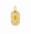 14KT YELLOW GOLD PENDANT WITH DIAMONDS AND YELLOW SAPPHIRE