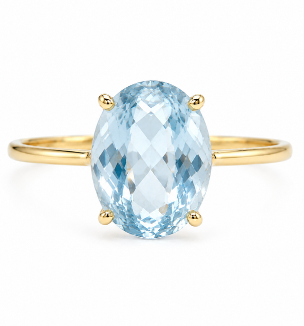 14KT GOLD BLUE ZIRCON RING