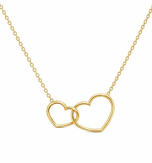 14KT YELLOW GOLD DOUBLE OPEN HEART NECKLACE