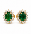 14KT YELLOW GOLD GREEN TOURMALINE AND DIAMONDS EARRING