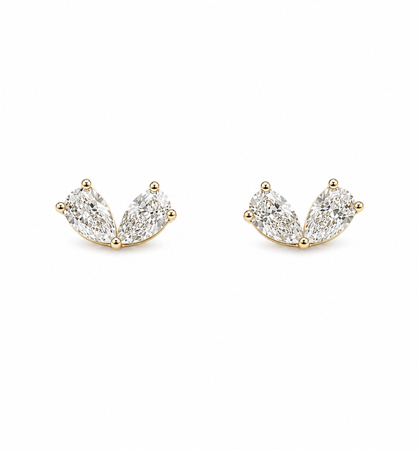 14KT YELLOW GOLD PEAR DIAMOND EARRING STUDS