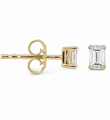 14KT GOLD EMERALD CUT DIAMOND EARRING STUDS
