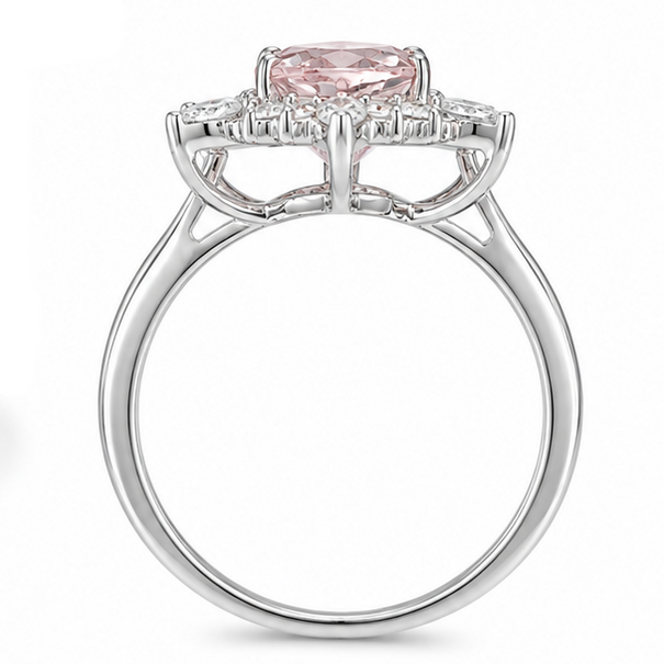 14KT GOLD MORGANITE AND DIAMONDS RING