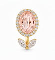 14KT YELLOW GOLD DIAMONDS AND OVAL  MORGENITE OPEN RING
