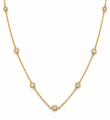 14KT YELLOW GOLD BEZELLED DIAMOND STATION NECKLACE
