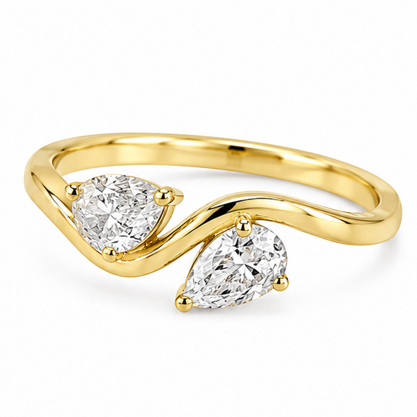 14KT YELLOW GOLD DIAMOND BYPASS RING