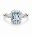 14KT GOLD AQUAMARINE AND DIAMONDS RING