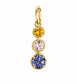 14KT YELLOW GOLD 3 ASSORTED MULTI SAPPHIRE LINEAR PENDANT