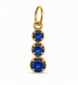 14KT YELLOW GOLD 3 BLUE SAPPHIRE LINEAR PENDANT
