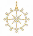 14KT YELLOW GOLD CRYSTAL AND DIAMOND STARBURST PENDANT