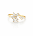 14KT YELLOW GOLD DIAMOND FLOWER RING