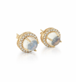 14KT YELLOW GOLD RAINBOW MOONSTONE DIAMOND EARRING
