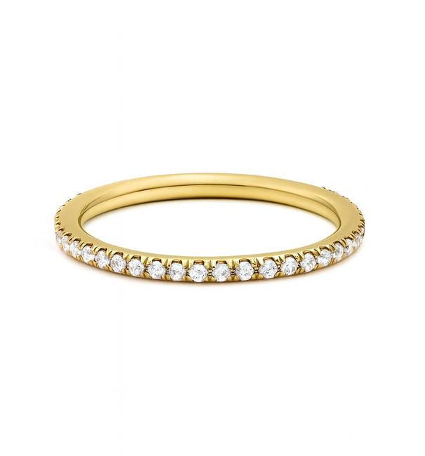 14KT GOLD FULL ETERNITY DIAMOND THIN RING BAND