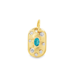14KT YELLOW GOLD PENDANT WITH DIAMONDS AND BLUE TOPAZ