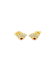 14KT YELLOW GOLD RUBY AND DIAMONDS EVIL EYE EARRING