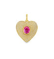 14KT YELLOW GOLD PINK SAPPHIRE HEART PENDANT