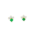 14KT YELLOW GOLD EMERALD AND DIAMONDS EARRING