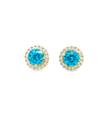 14K YELLOW GOLD BLUE ZIRCON AND DIAMONDS EARRING