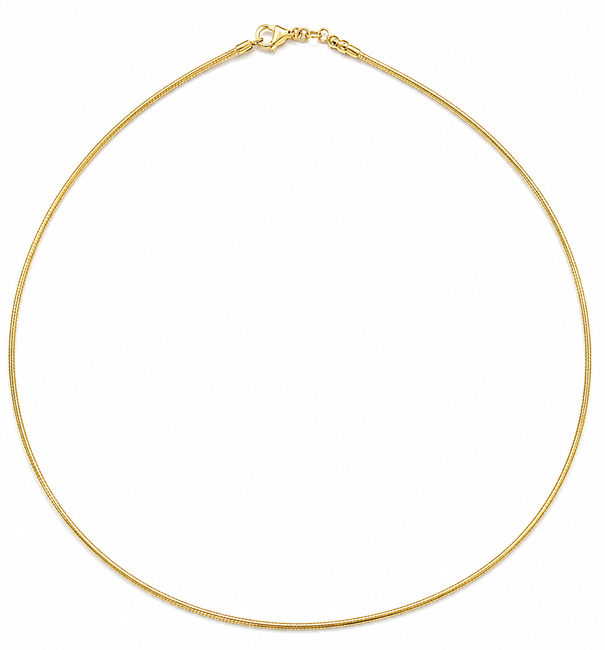 14KT YELLOW GOLD ROUND OMEGA NECKLACE