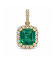 14KT GOLD DIAMOND AND EMERALD PENDENT