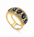 18KT GOLD DIAMOND AND BLUE SAPPHIRE RING