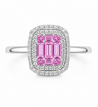 14KT GOLD BAGUETTE PINK SAPPHIRE AND DIAMONDS RING