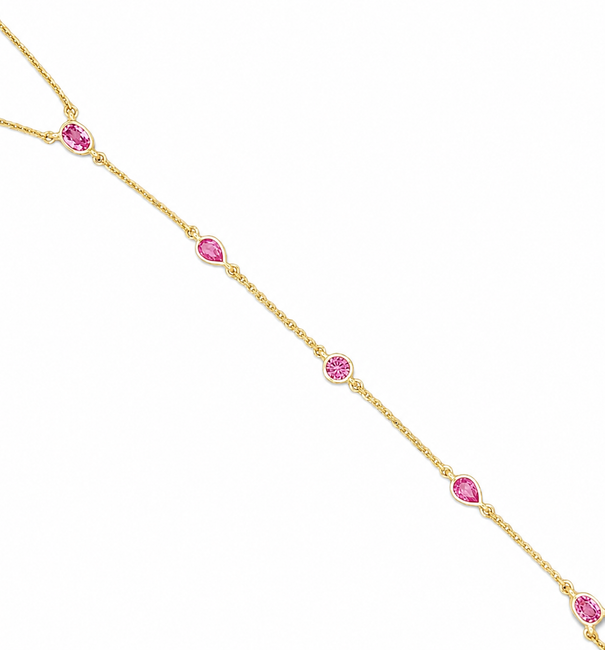 14KT GOLD PINK SAPPHIRE HAND CHAIN