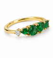 18KT GOLD HEART EMERALD AND DIAMOND RING