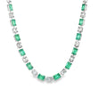 18KT WHITE GOLD EMERALD AND DIAMOND NECKLACE