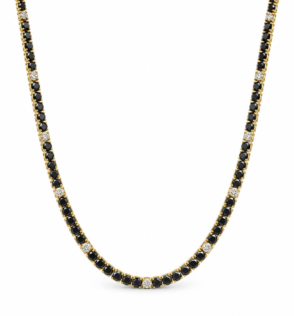 14KT GOLD BLACK AND WHITE DIAMOND TENNIS NECKLACE