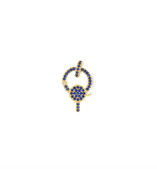 14KT YELLOW GOLD BLUE SAPPHIRE LOBSTER LOCK