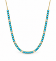 14KT YELLOW GOLD TURQUOISE AND DIAMONDS NECKLACE