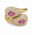 14KT YELLOW GOLD PINK SAPPHIRE AND DIAMOND RING